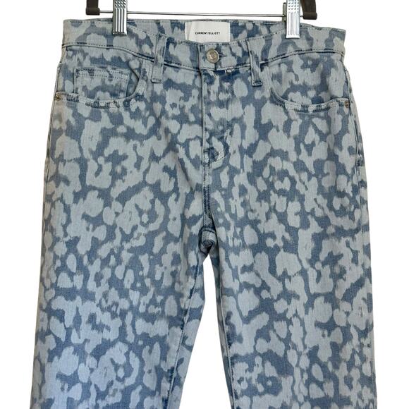 Current/Elliott  Blue Inky Leaopard Straight Jeans sz 27 NWOT - Picture 3 of 7